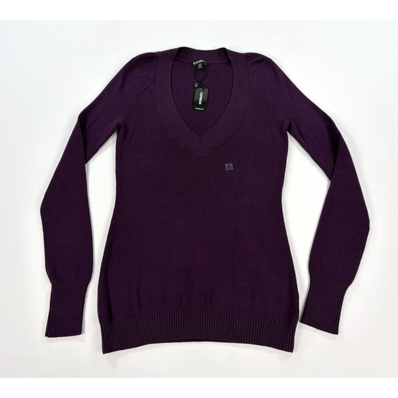 Express Sweaters - Express Women's Purple V-Neck Long Sleeve Knit Sweater Women's L Y2K Style New